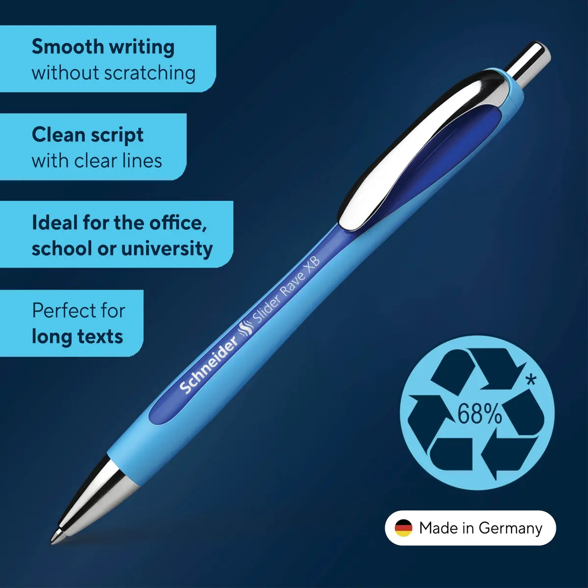 Schneider Slider Rave XB Ballpoint Pens, 1.4mm Extra Broad, Blue Ink, 5-Pack | Smooth Writing Instrument for Office & Students - view 2