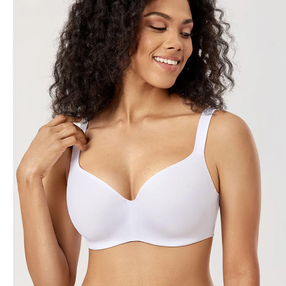 DELIMIRA Women's Balconette Full Coverage Bras White 40C | Supportive, Seamless, Support for Large Busts - view 5