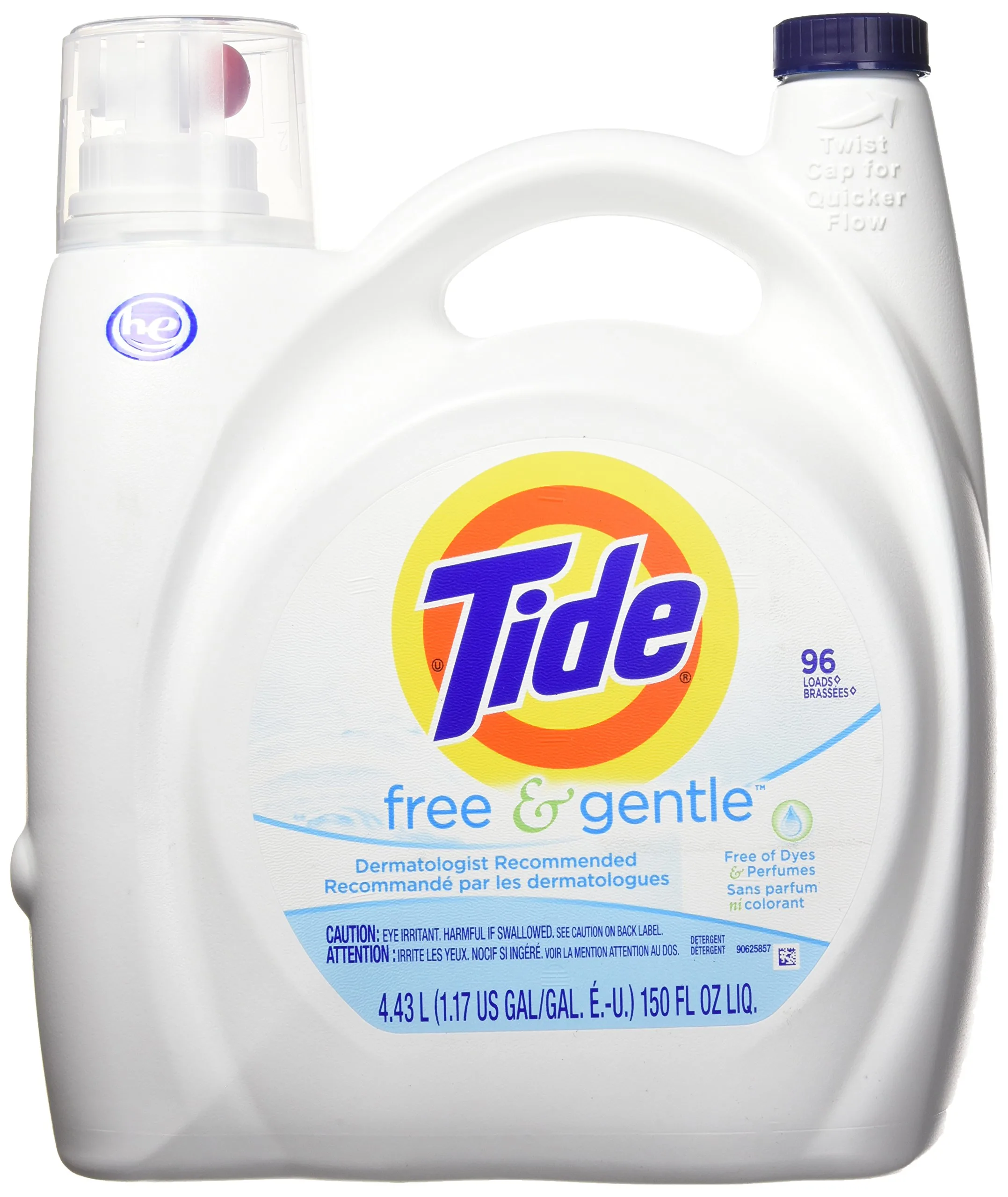 Tide HE Free & Gentle Liquid Laundry Detergent, 96 Loads | Concentrated Formula for Sensitive Skin - main product image