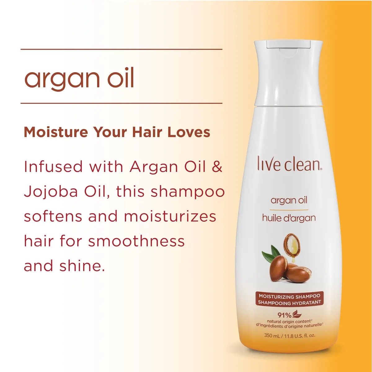 Live Clean Restorative Argan Oil Shampoo 355ml | Nourishes & Restores Shine - view 4