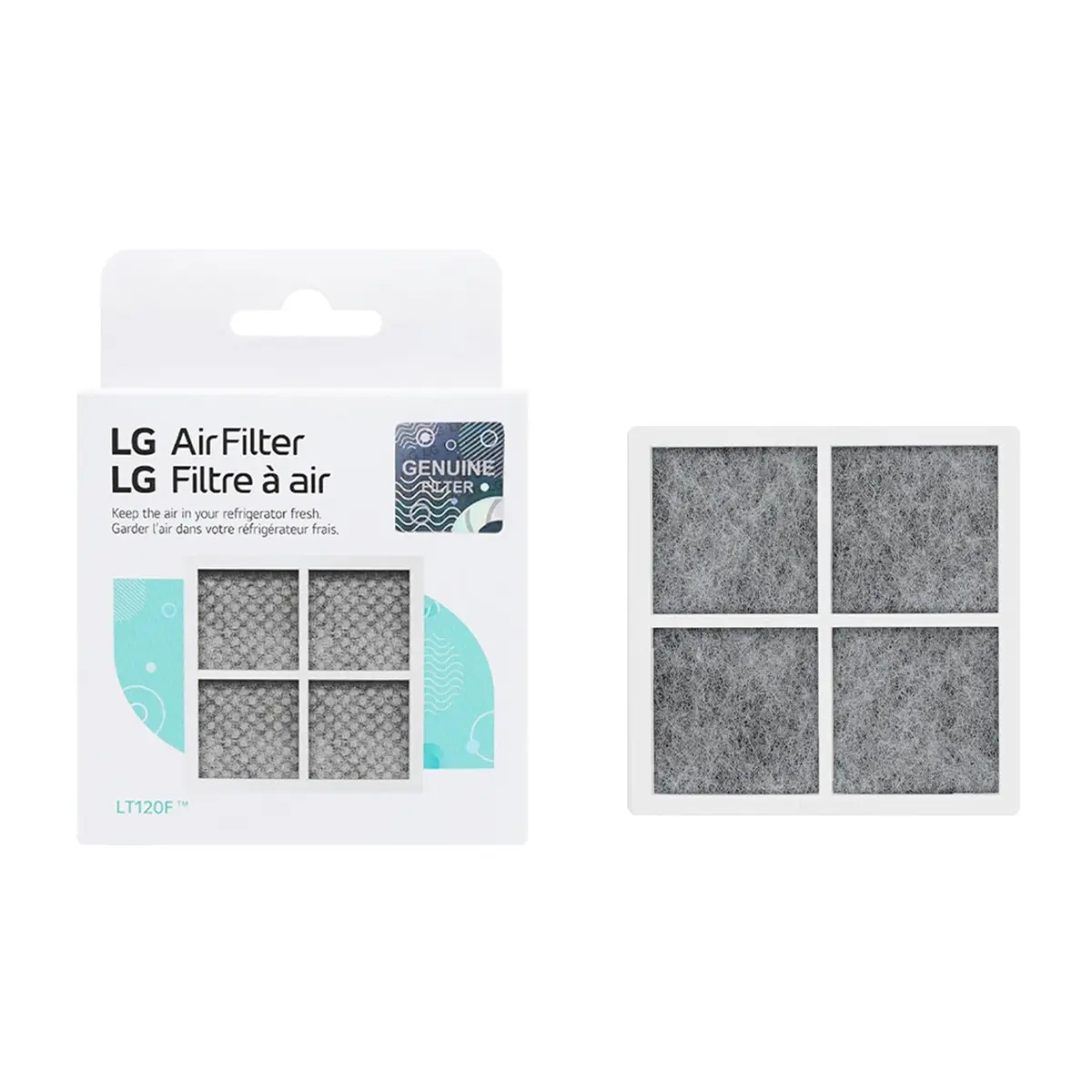 LG LT120F Refrigerator Air Filter 1 Count (Pack of 1) White | Odor Removal - view 2