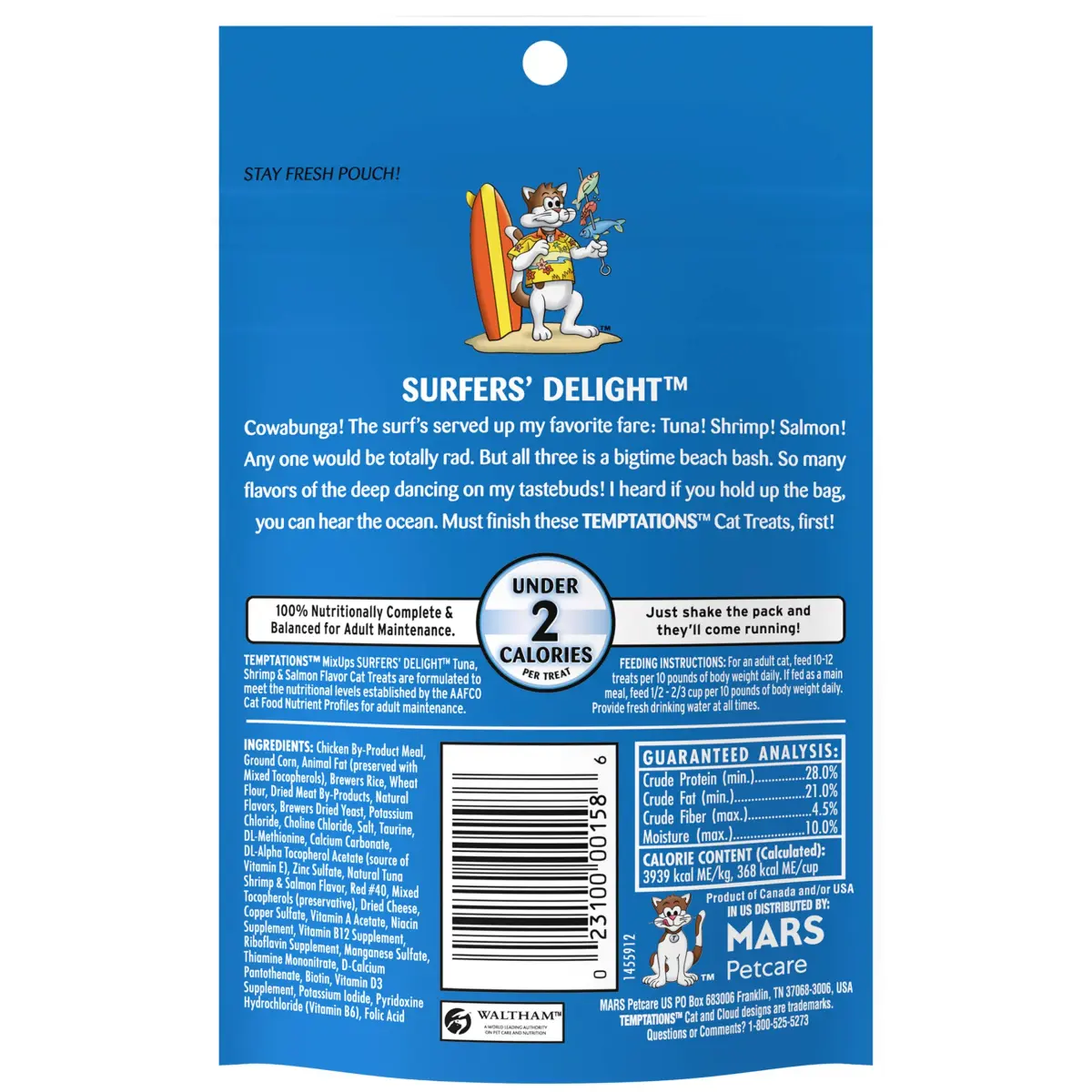 Temptations MixUps Surfer's Delight Crunchy Cat Treats, 3 oz Bag - view 2