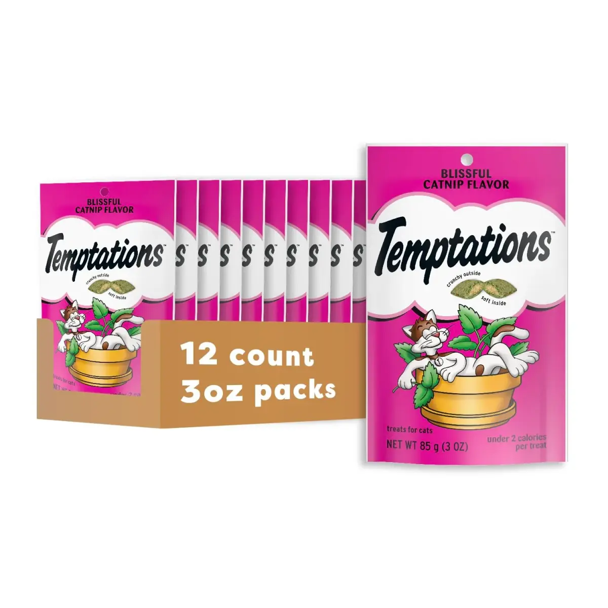 Temptations Classic Crunchy Cat Treats Blissful Catnip 36 oz (1.02 kg) | 12 Pack for Adult Cats - main product image