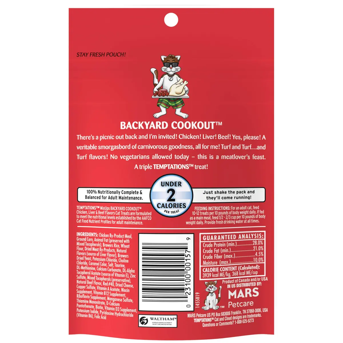 Temptations MixUps Backyard Cookout Crunchy and Soft Cat Treats 36 oz (12-Pack) | Chicken, Liver & Beef Flavors - view 2