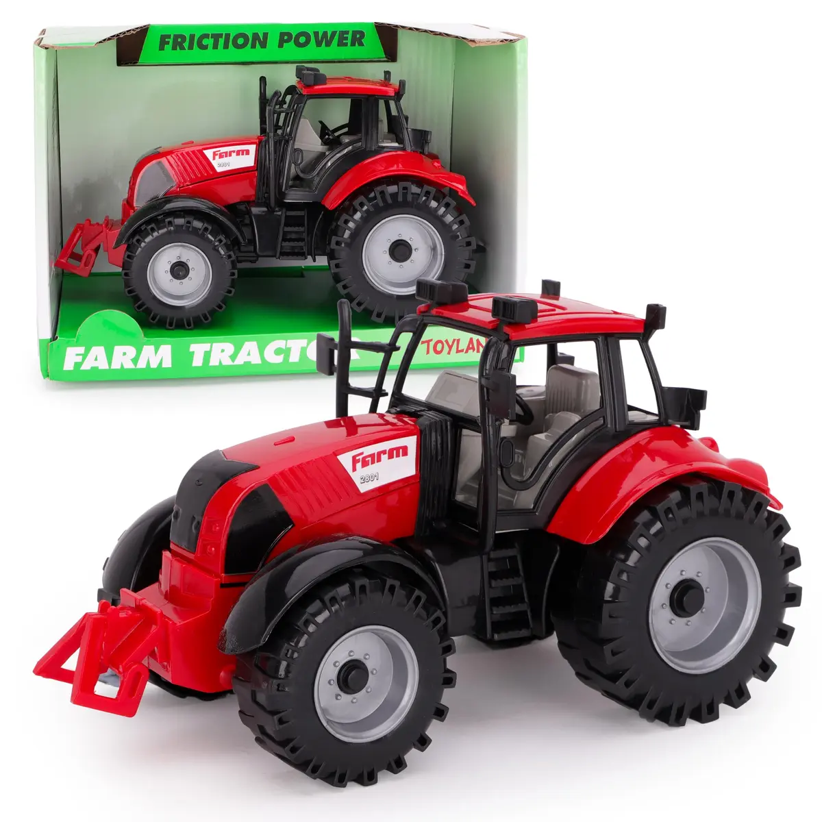 Toyland Friction Powered Farm Tractor with Opening Bonnet | Red, Blue, Pink & Green (23.4 x 16 x 12.7 cm) - main product image