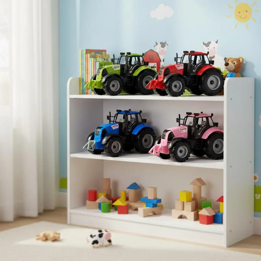 Toyland Friction Powered Farm Tractor with Opening Bonnet | Red, Blue, Pink & Green (23.4 x 16 x 12.7 cm) - view 7