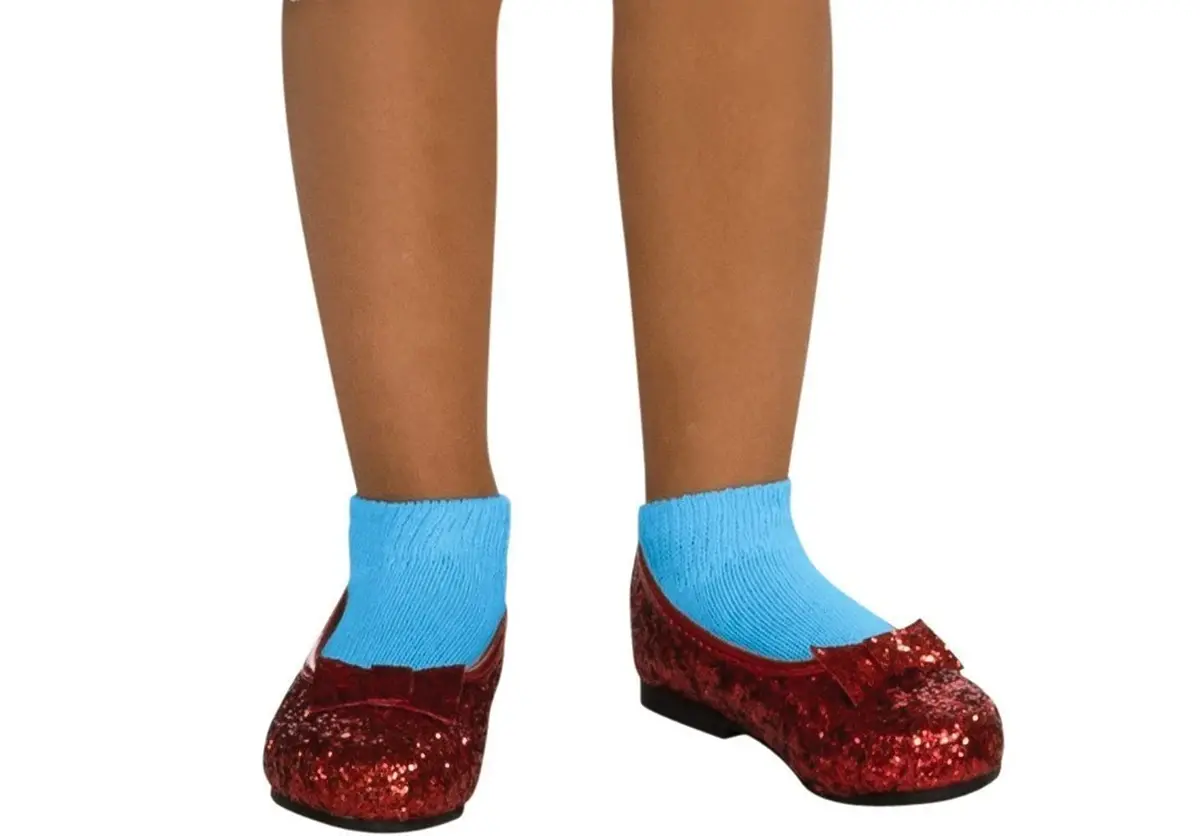 Rubies The Wizard of Oz: Dorothy Deluxe Red Costume Shoes | Girl's Medium | Glitter Red Dorothy Shoes - main product image