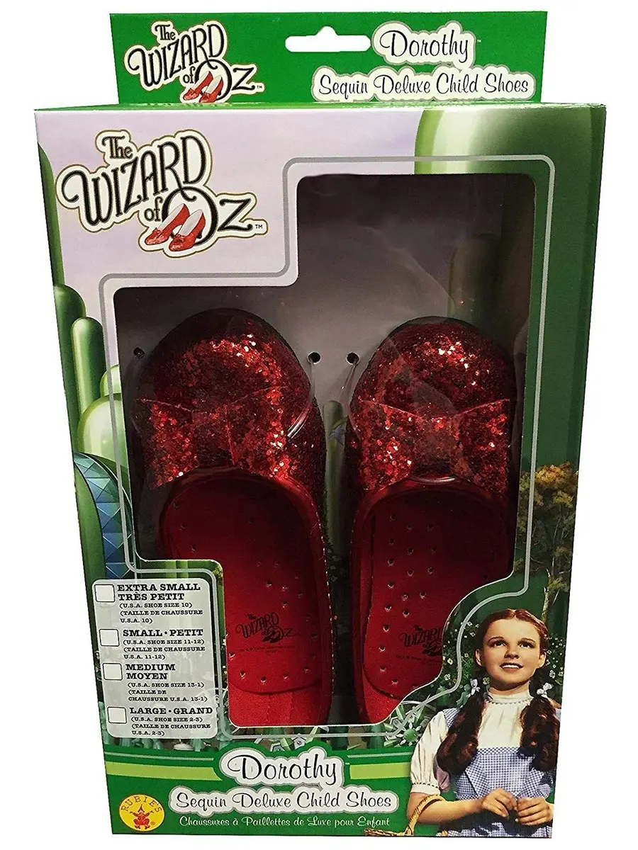 Rubies The Wizard of Oz: Dorothy Deluxe Red Costume Shoes | Girl's Medium | Glitter Red Dorothy Shoes - view 3