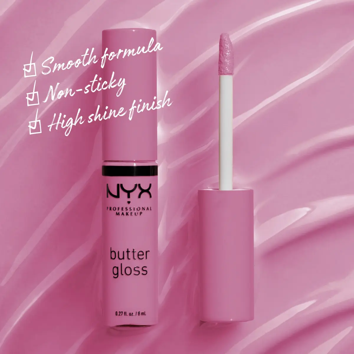 NYX PROFESSIONAL MAKEUP Butter Gloss Bling Lip Gloss - 02 Eclair Pink | Vegan & Non-Sticky Shine - view 2