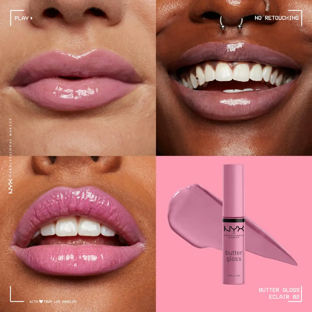 NYX PROFESSIONAL MAKEUP Butter Gloss Bling Lip Gloss - 02 Eclair Pink | Vegan & Non-Sticky Shine - view 3