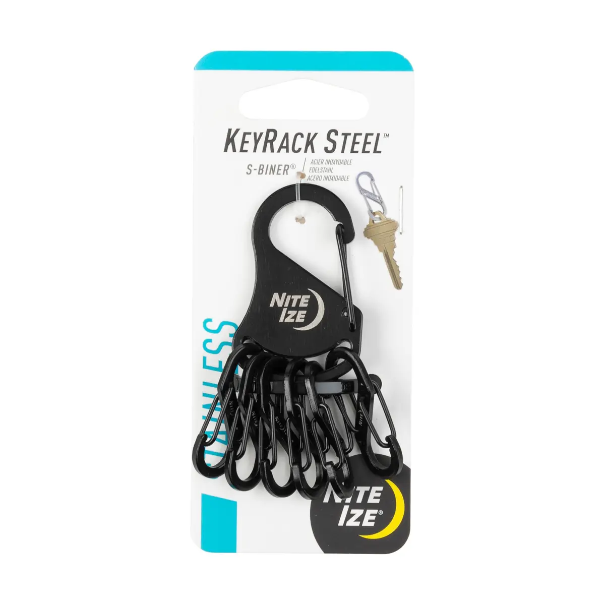 Nite Ize KeyRack Steel S-Biner Key Chain Black | Durable Stainless Steel Organizer - main product image