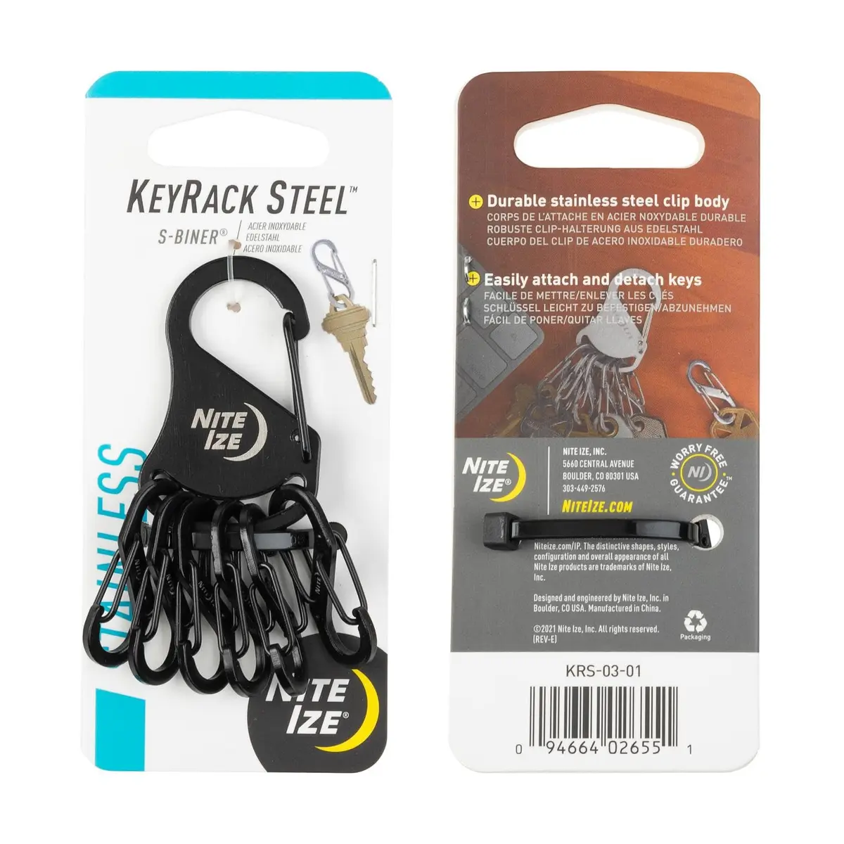 Nite Ize KeyRack Steel S-Biner Key Chain Black | Durable Stainless Steel Organizer - view 7