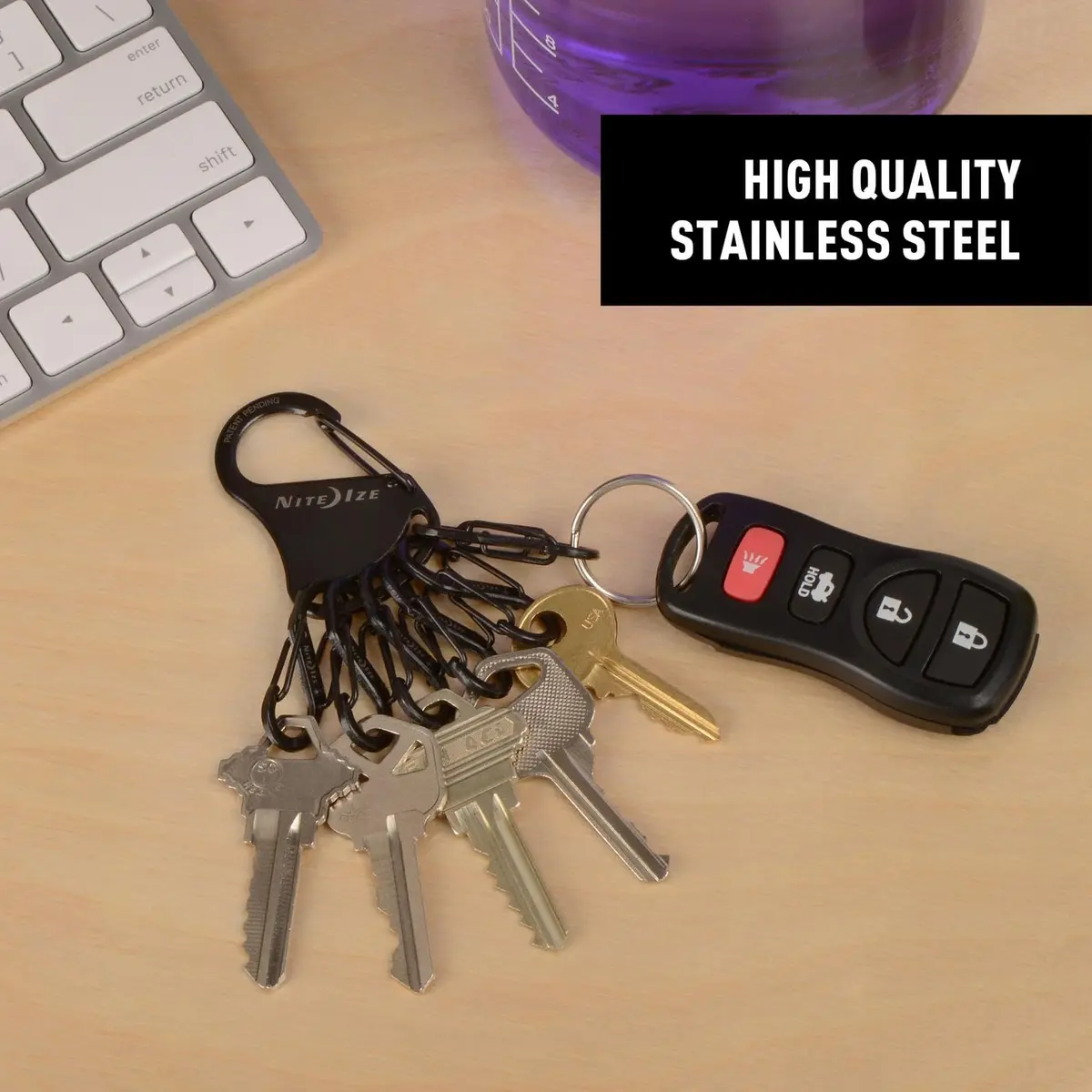Nite Ize KeyRack Steel S-Biner Key Chain Black | Durable Stainless Steel Organizer - view 2