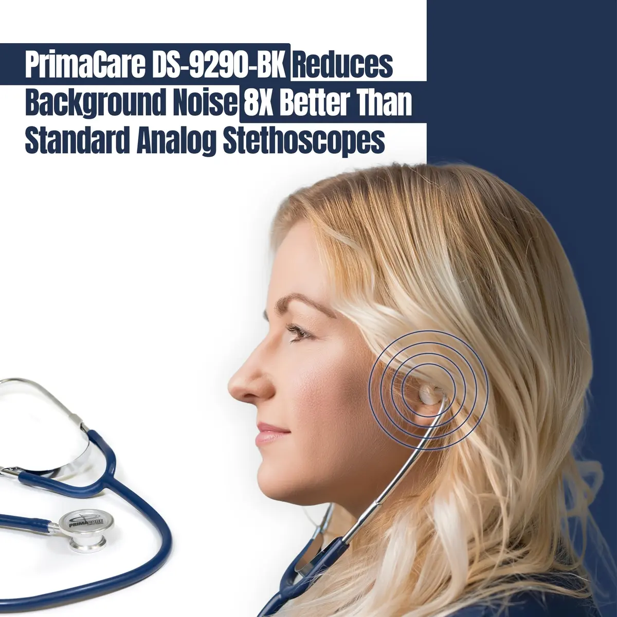 Primacare Adult Size 22 Inch Stethoscope Blue | Lightweight Aluminum Dual Head for Diagnostics - view 5