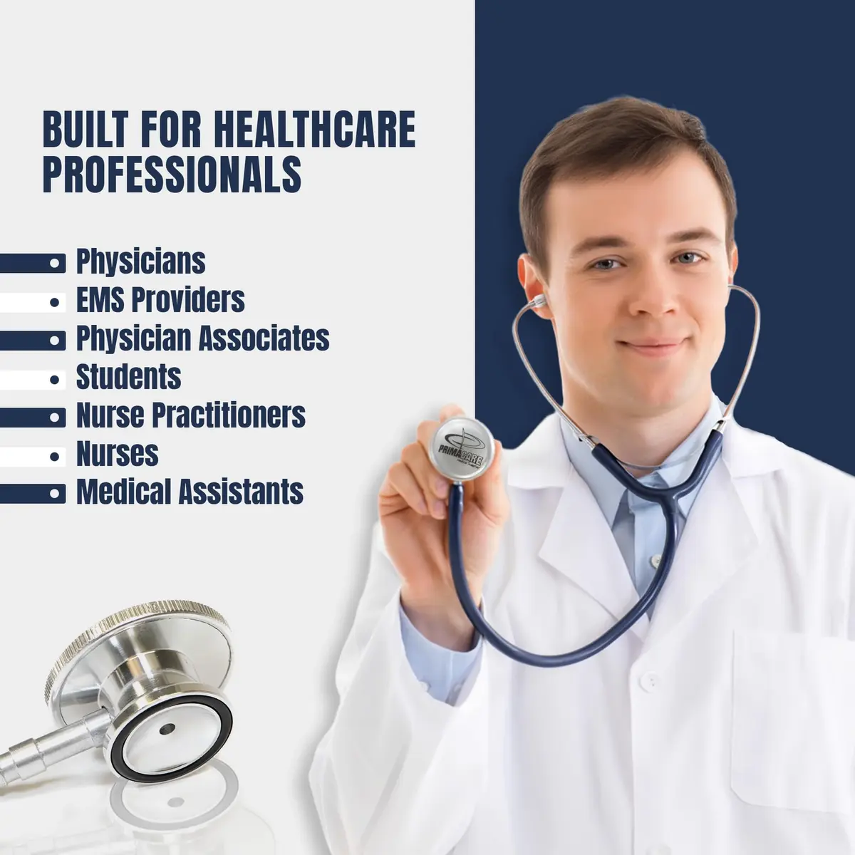 Primacare Adult Size 22 Inch Stethoscope Blue | Lightweight Aluminum Dual Head for Diagnostics - view 7