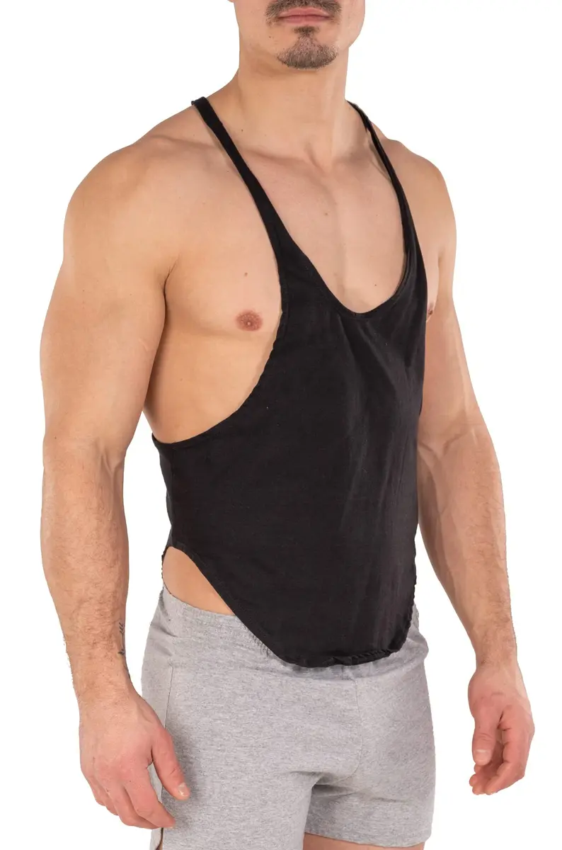 Gary Majdell Sport Mens Black Bodybuilding Gym String Posing Tank Top Small | Deep-Cut Neck & String Back - view 3