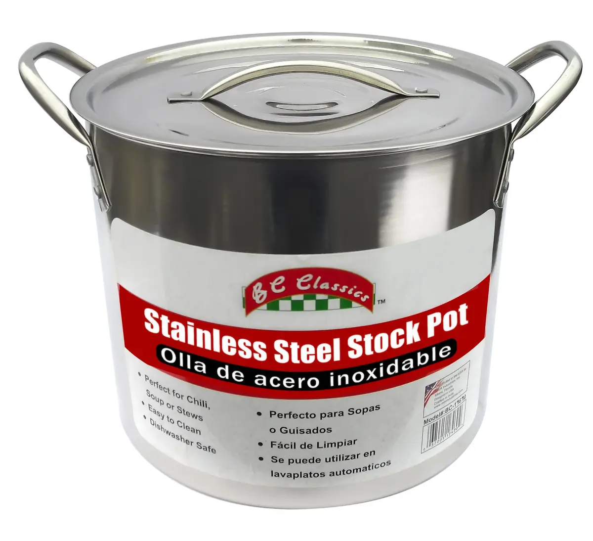 Bene Casa Stainless-Steel Stock Pot with lid, 20-quart capacity | Durable, Induction Compatible, Easy to Clean - main product image
