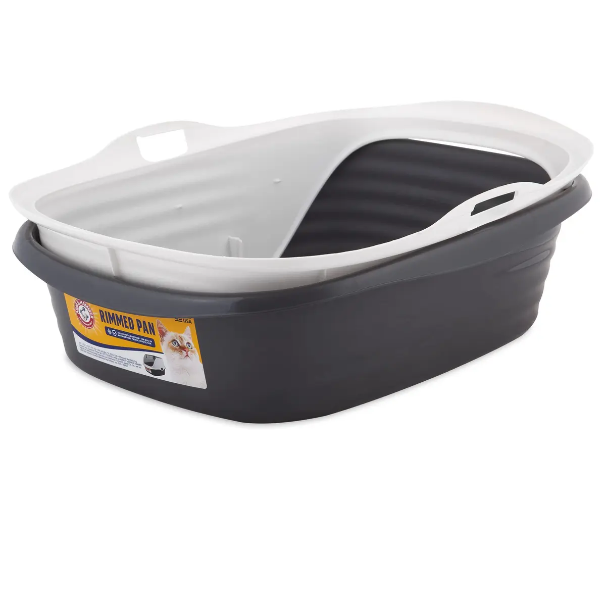 Arm & Hammer Rimmed Cat Litter Box with High Sides and Microban | Large, Odor-Resistant, Made in USA - view 2
