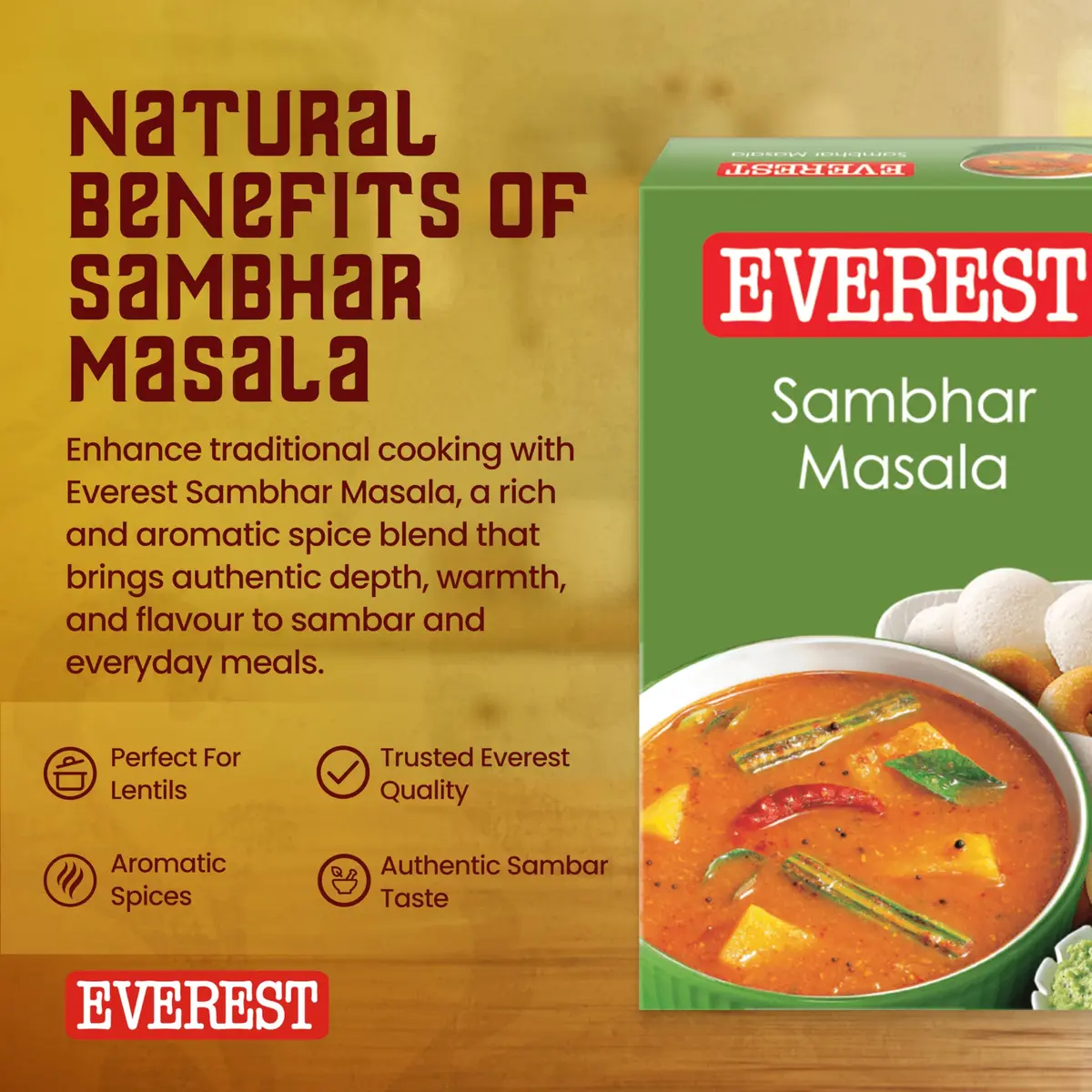 Everest Sambhar Masala 50g (1.76 oz) | Authentic South Indian Flavor - view 6