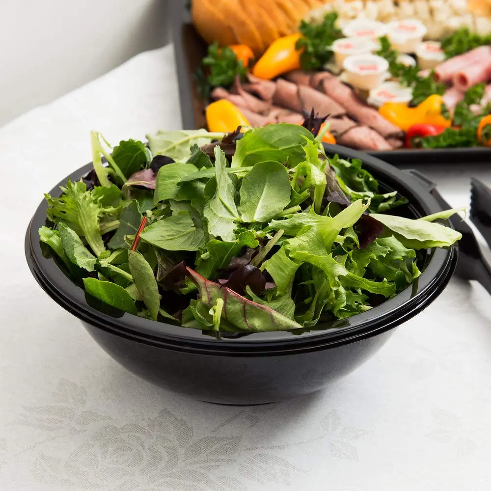 Super Bowl Black 80 Oz. Salad Bowl PET 25 Pieces | Heavy Duty Recyclable Plastic - view 2