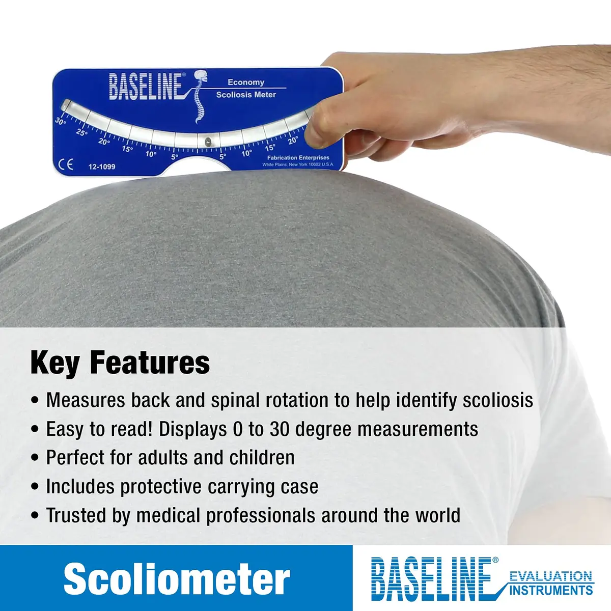 Baseline 12-1099 Scoliosis Portable Medical Evaluation Adults & Children | Accurate Back & Spine Rotation Test - view 2