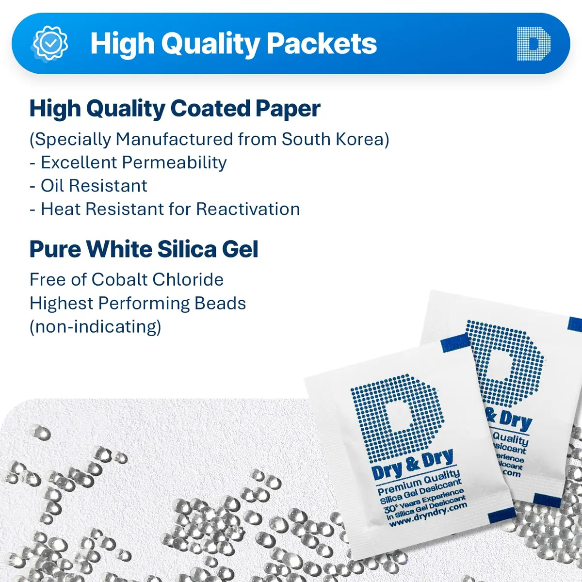 Dry & Dry Silica Gel Packets 3 Gram | Rechargeable Moisture Absorbers for Food & Electronics - view 2