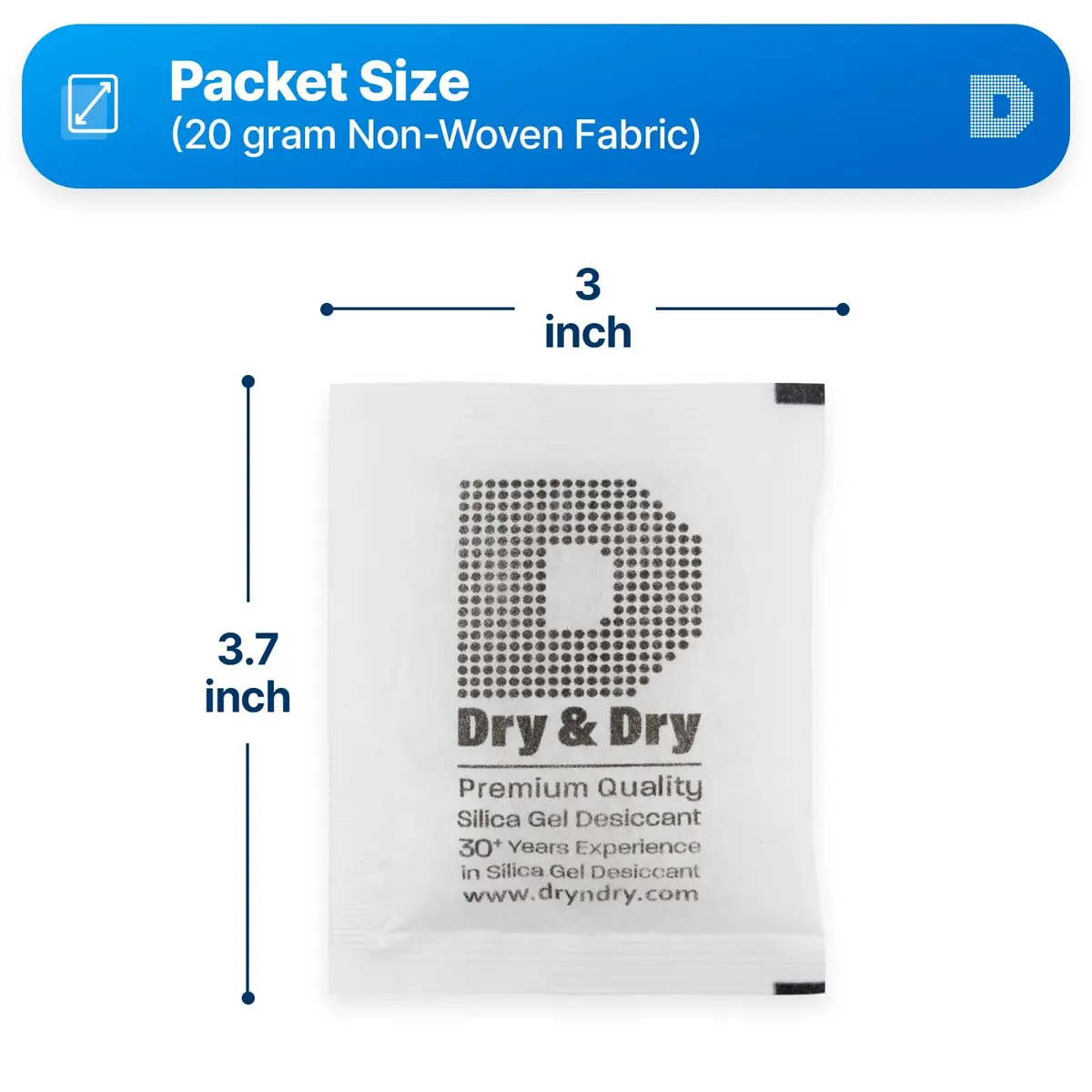 Dry & Dry 20 Gram Silica Gel Packets (5-Pack, White) | Rechargeable Moisture Absorbers for Food Storage, Electronics, 3D Filament & Safes - view 6