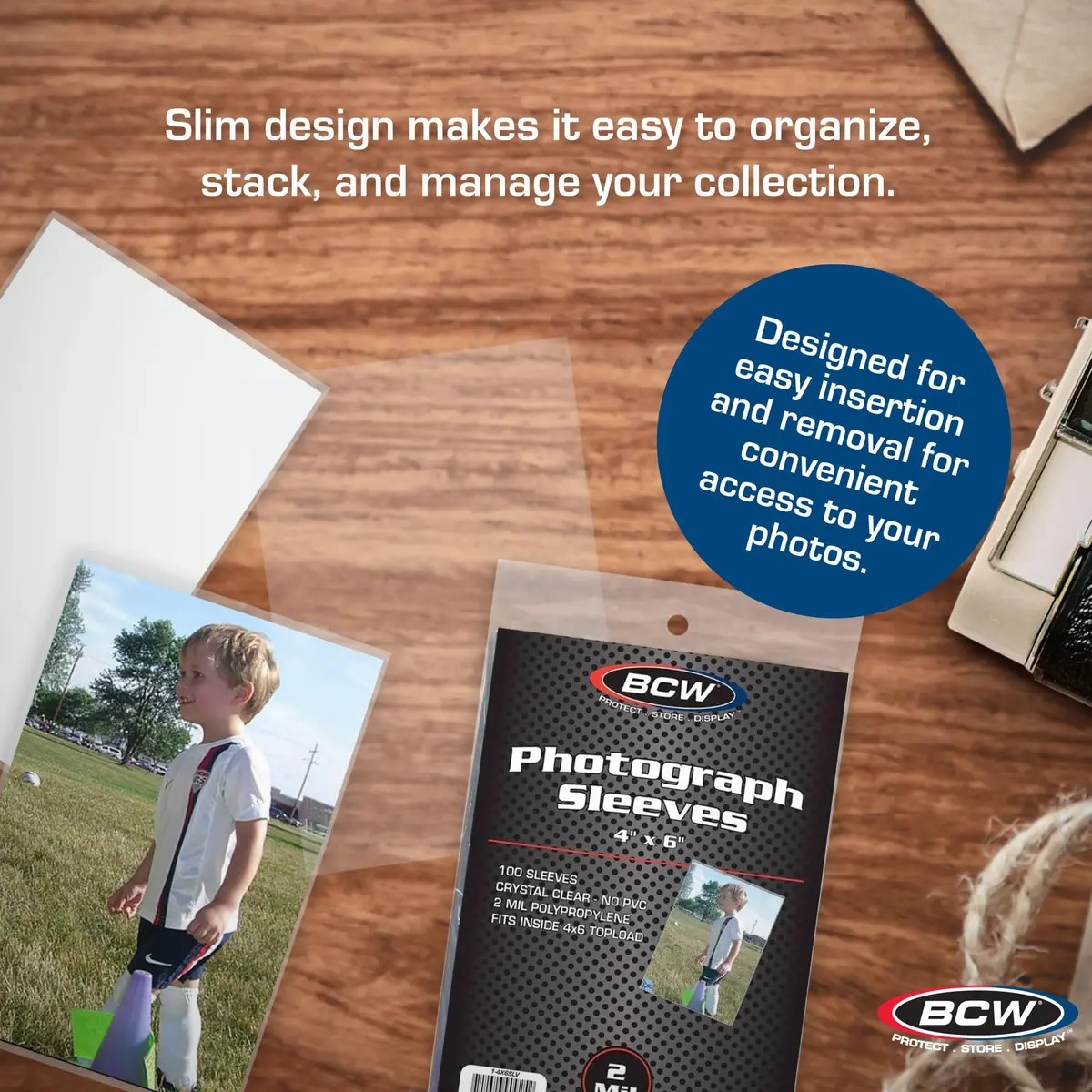 BCW 4x6 Photograph Sleeves - Pack of 100 | Archival Quality Crystal Clear Polypropylene | Acid-Free for Art Prints, Postcards, Pictures, and More! - view 5