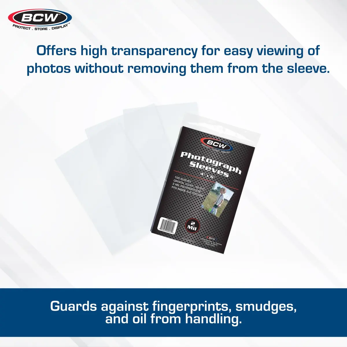 BCW 4x6 Photograph Sleeves - Pack of 100 | Archival Quality Crystal Clear Polypropylene | Acid-Free for Art Prints, Postcards, Pictures, and More! - view 2