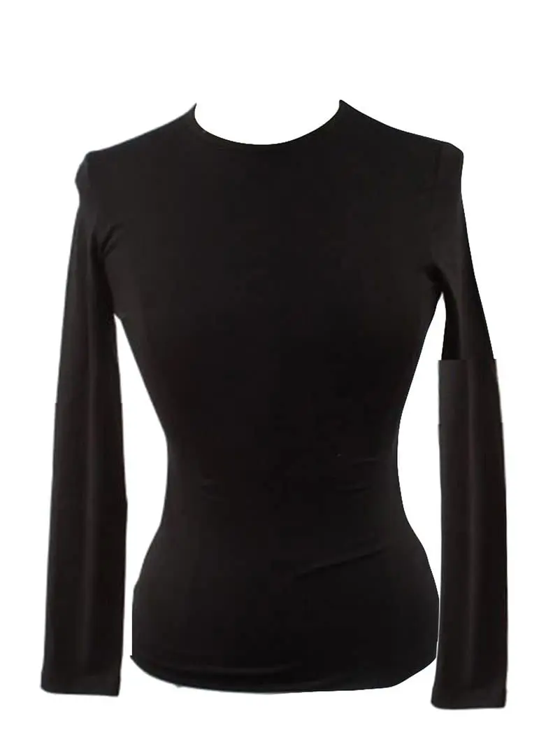 KIKI RIKI Women’s Cotton Long Sleeve Shell T-Shirt Style 12528 Black Large | Full Coverage, Comfortable Layering - main product image