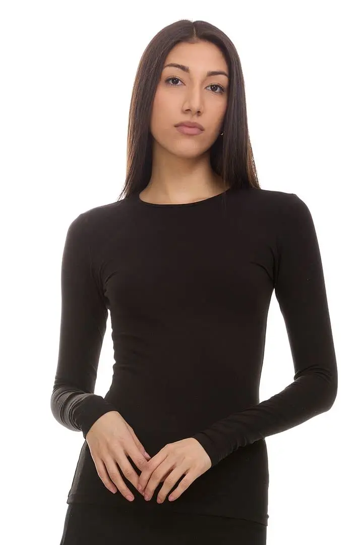 KIKI RIKI Women’s Cotton Long Sleeve Shell T-Shirt Style 12528 Black Large | Full Coverage, Comfortable Layering - view 6