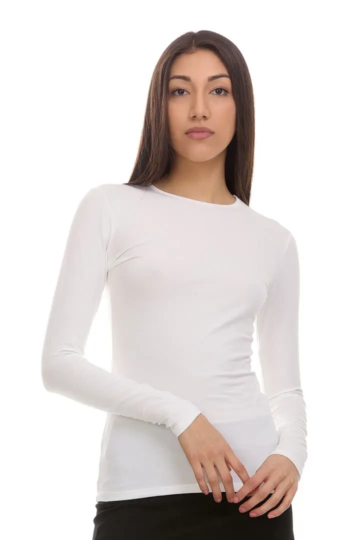 KIKI RIKI Women’s Cotton Long Sleeve Shell T-Shirt Style 12528 Black Large | Full Coverage, Comfortable Layering - view 2