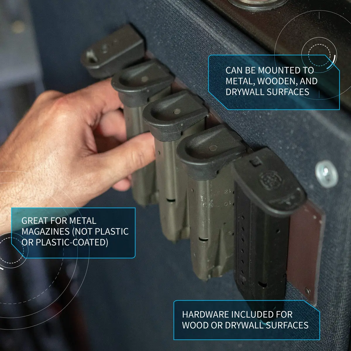 Gun Storage Solutions Magazine Mount | Magnetic Magazine Organizer for Metal Surfaces (1 Piece) - view 3