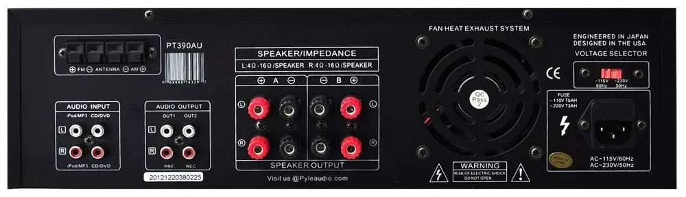 Pyle 300W 4-Channel Home Audio Power Amplifier | Stereo Receiver with USB, RCA, AUX, Mic Inputs, Echo, LED, EQ, Digital Display, Remote - view 3