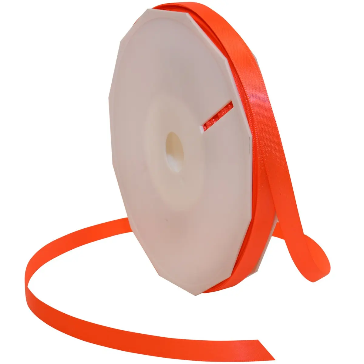 Morex Ribbon Neon Brights Satin, 3/8-inch x 50-Yard, Neon Orange | Double-Faced, Washable Craft Ribbon - main product image