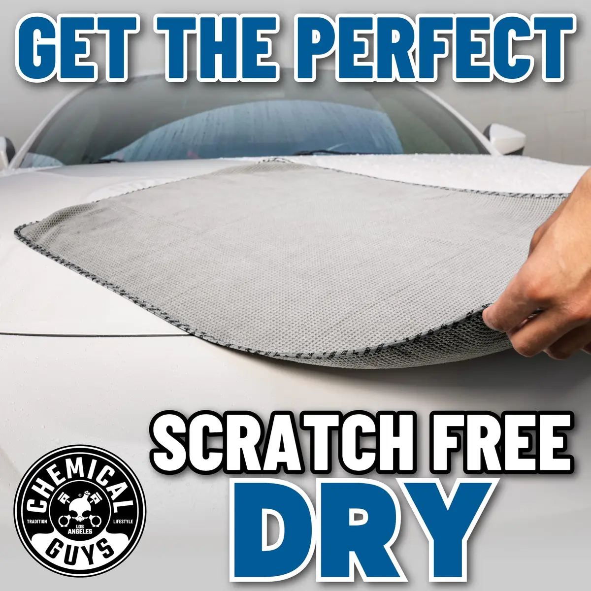 Chemical Guys Waffle Weave Gray Matter Microfiber Drying Towel 63cm x 91cm (25"x 36") | Scratch-Free Drying for Cars - view 7