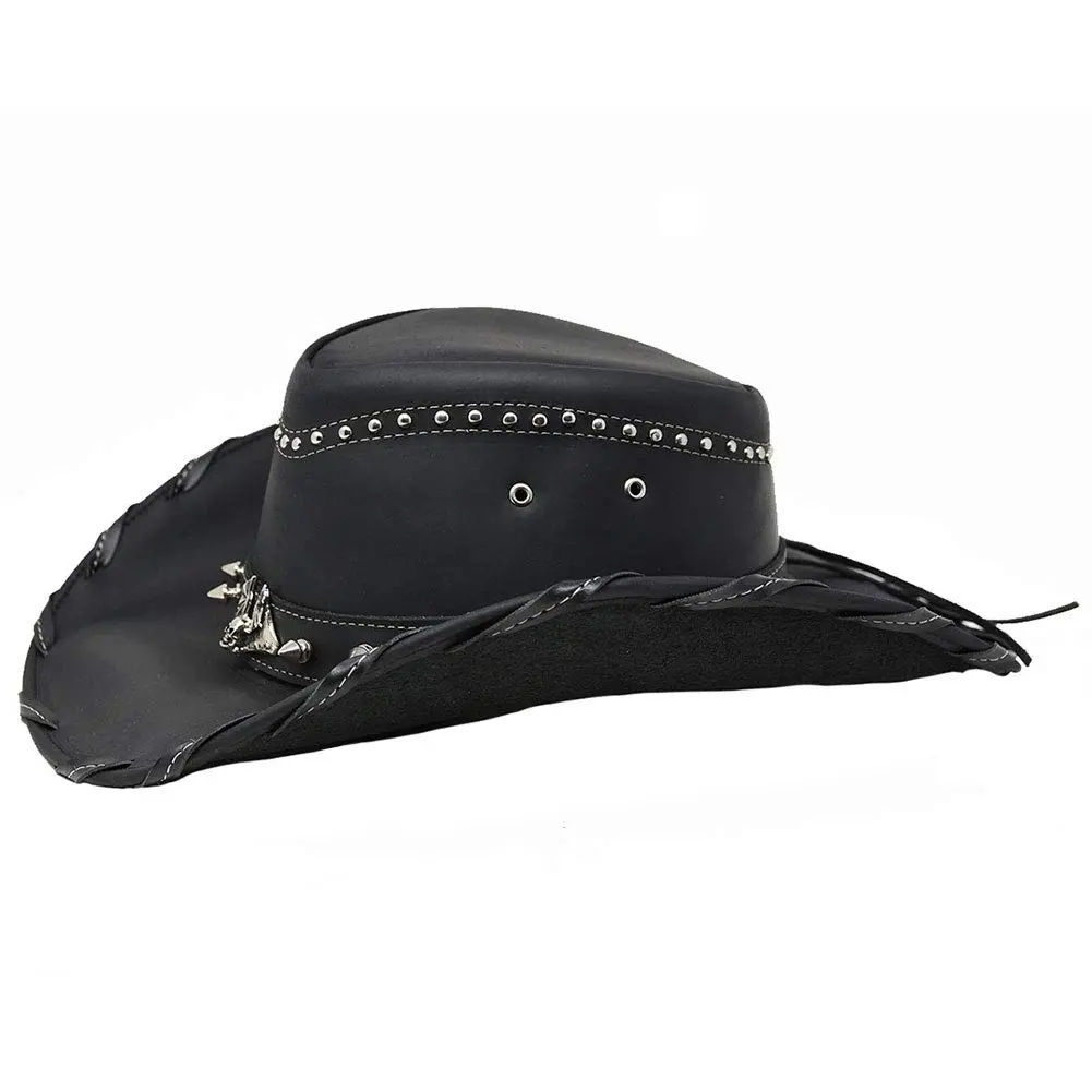 Bullhide Leather Collection Men's Iron Road Cowboy Hat 3 3/8" Brim Black Large - view 3