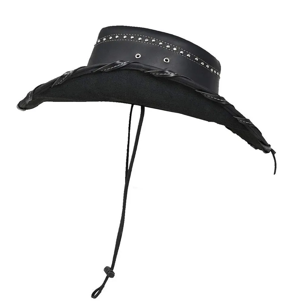 Bullhide Leather Collection Men's Iron Road Cowboy Hat 3 3/8" Brim, Black, Medium - view 6