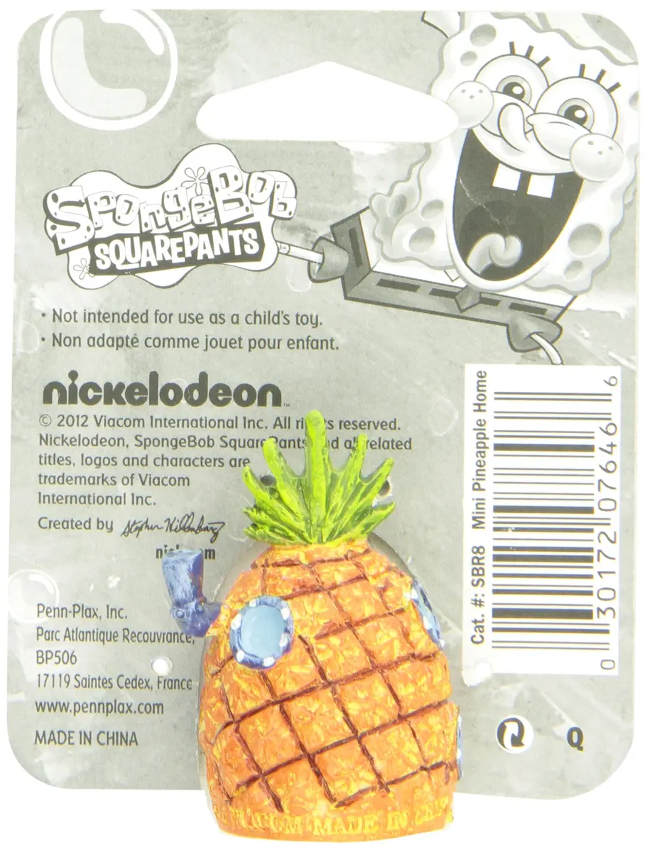 Penn-Plax SpongeBob Pineapple Home Aquarium Decor, Mini | Safe Resin Fish Tank Ornament for Betta & Desktop Aquariums - view 2