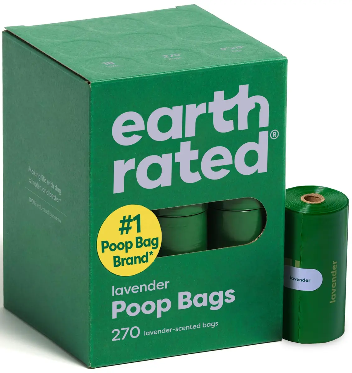 Earth Rated Dog Poop Bags on Refill Rolls 270 Lavender | Leak-Proof & Extra Thick (en_US) - main product image