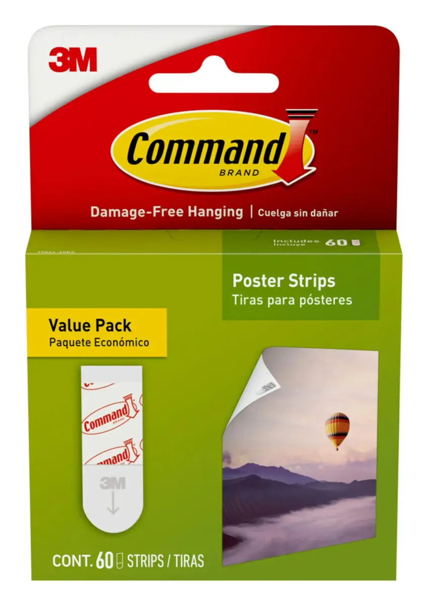 Command Poster Strips 60 Strips | Damage-Free Hanging for Walls and Surfaces - main product image