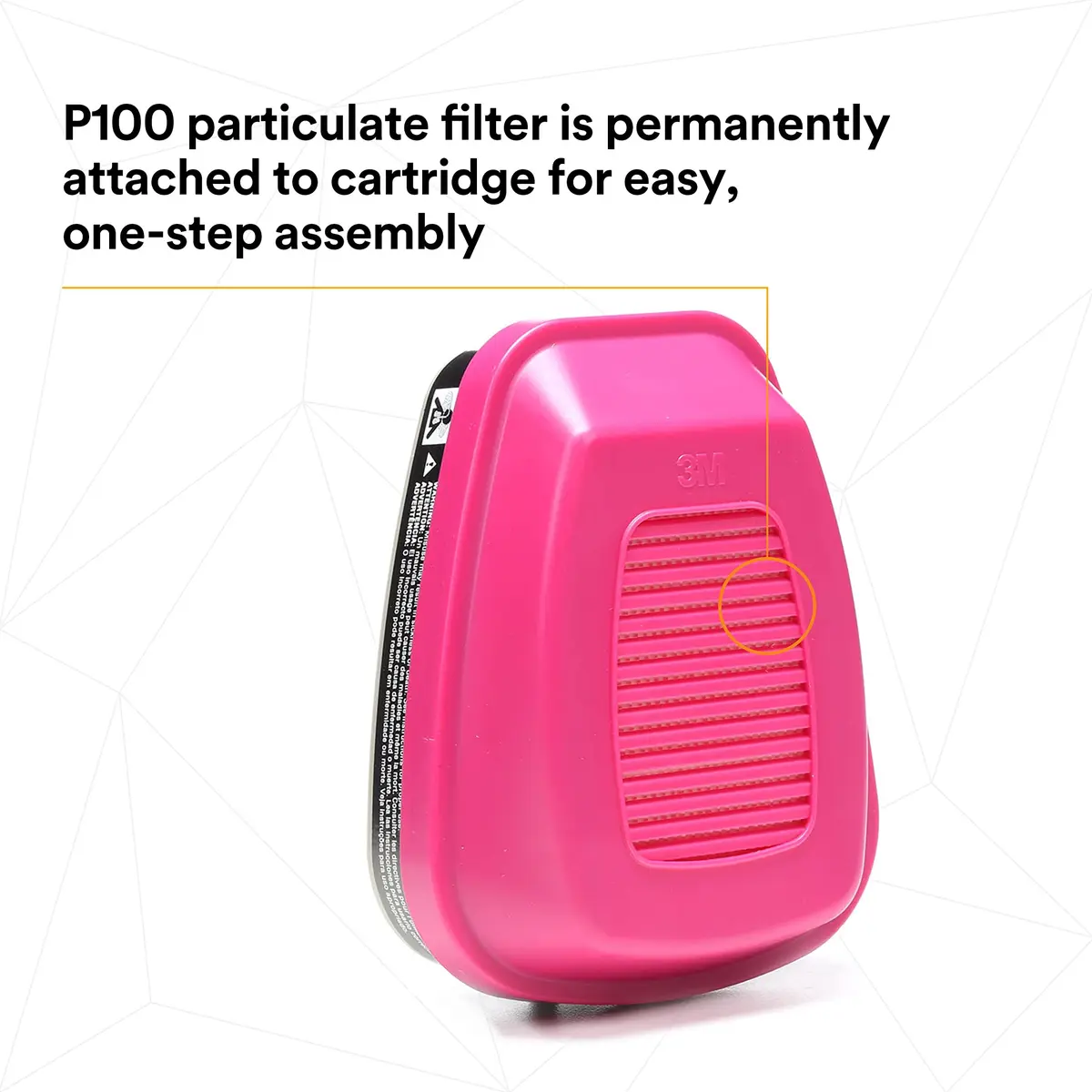 3M P100 Respirator Cartridge/Filter 60921 | NIOSH Approved, 1 Pair, OV/P100, Magenta/Black - view 6