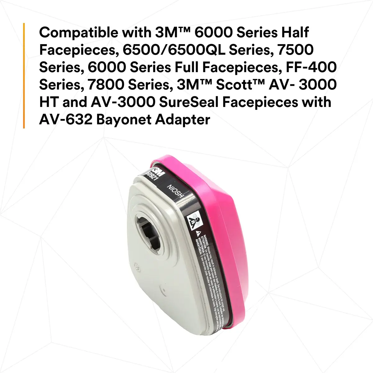 3M P100 Respirator Cartridge/Filter 60921 | NIOSH Approved, 1 Pair, OV/P100, Magenta/Black - view 8