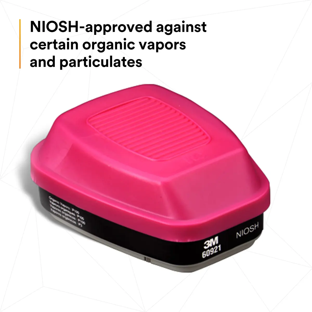 3M P100 Respirator Cartridge/Filter 60921 | NIOSH Approved, 1 Pair, OV/P100, Magenta/Black - view 3