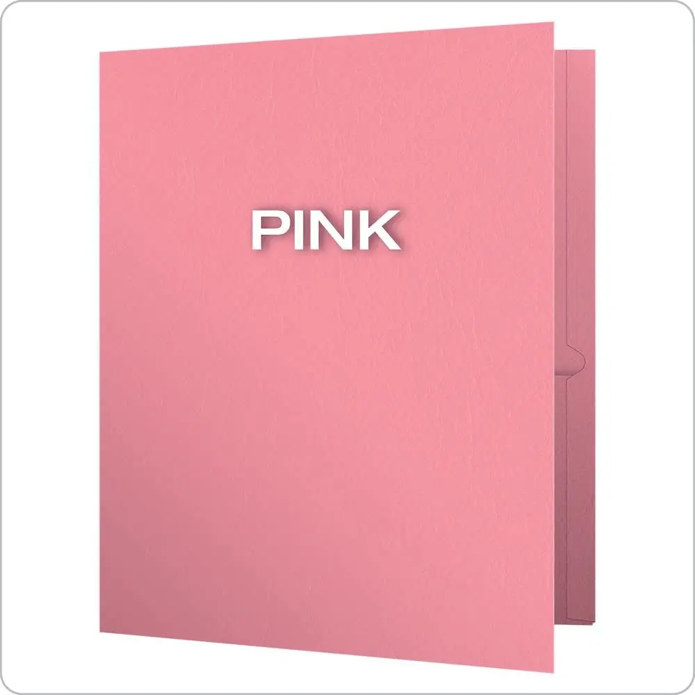 Oxford Twin-Pocket Folders Textured Paper Letter Size Pink | Holds 100 Sheets - view 3