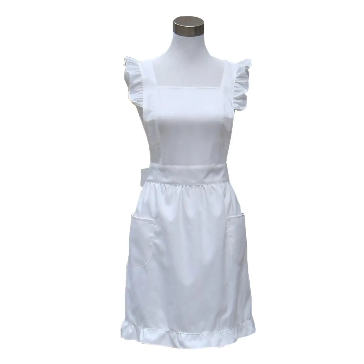 Hyzrz Vintage Cotton Apron | Retro Fancy Kitchen & Baking Apron with Pockets (White) - main product image
