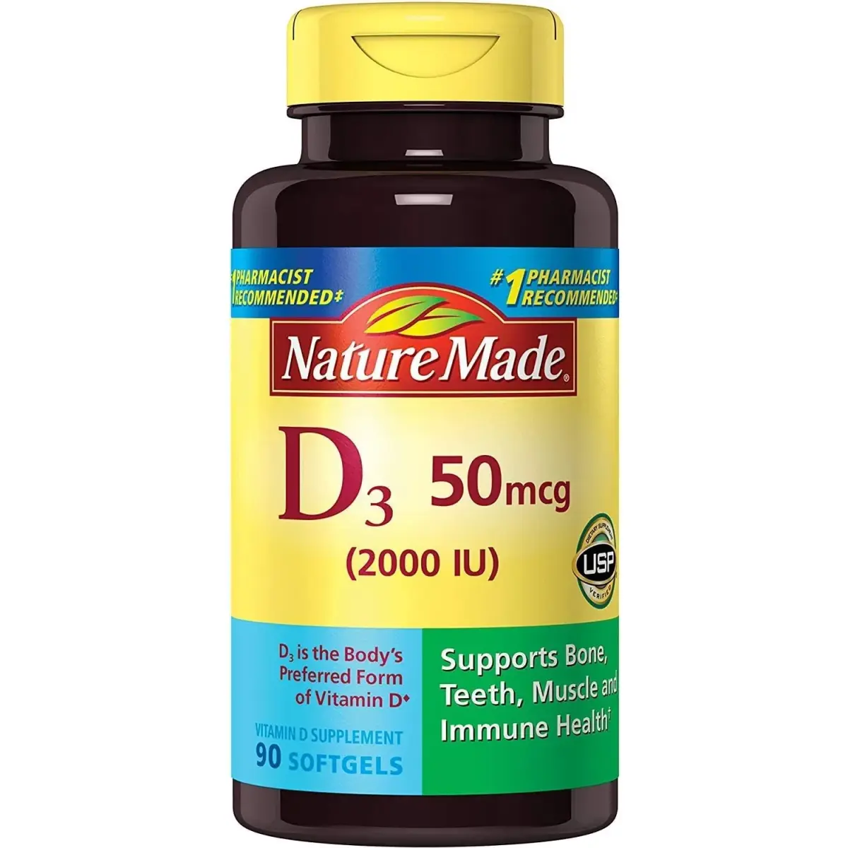 Nature Made Vitamin D3 2000 IU Liquid Softgels 270 Count (90 ea Pack of 3) | Supports Bone, Muscle & Immune Health - main product image