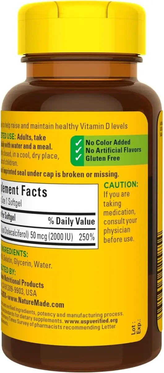 Nature Made Vitamin D3 2000 IU Liquid Softgels 270 Count (90 ea Pack of 3) | Supports Bone, Muscle & Immune Health - view 7