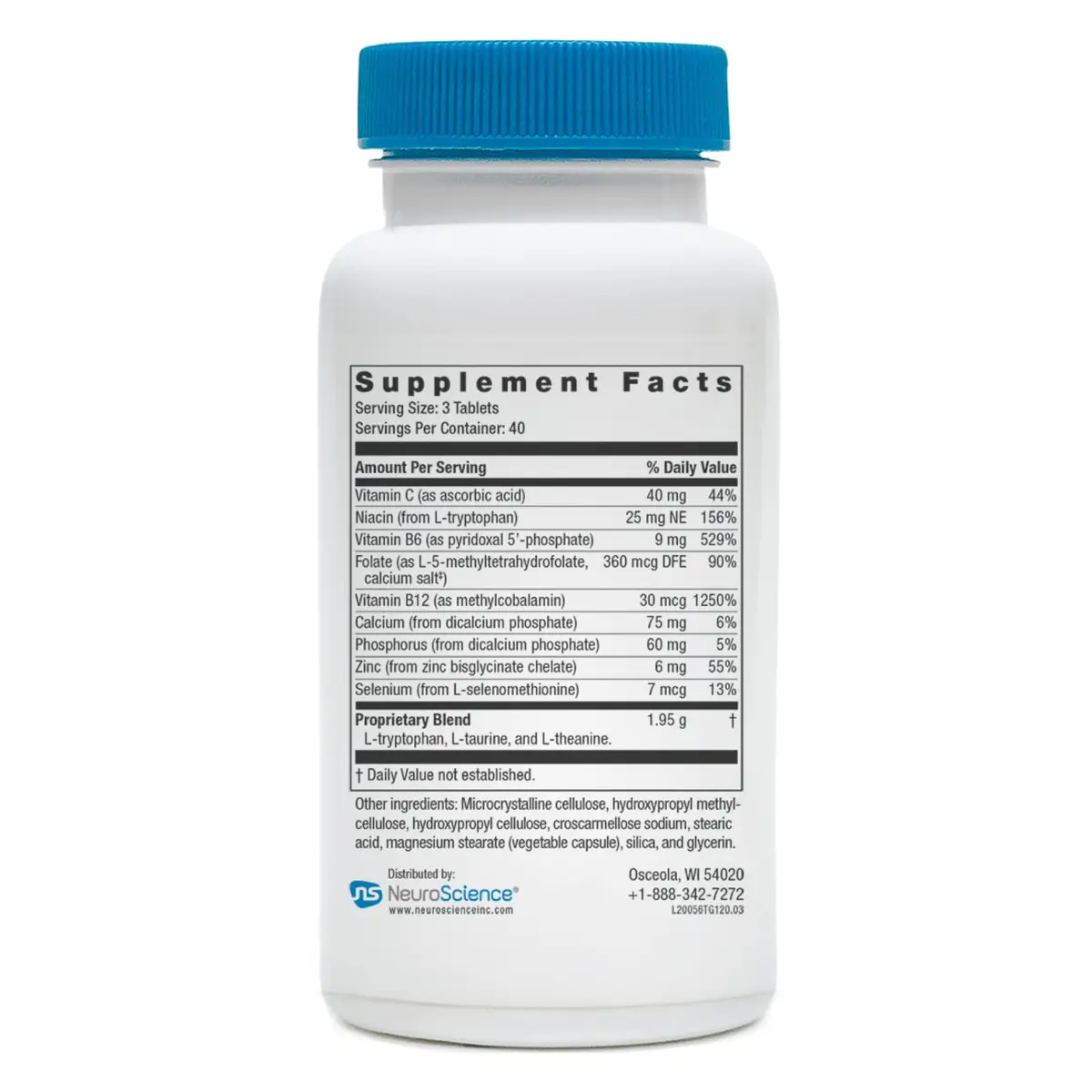 NeuroScience TravaGen Emotional Support & Stress Relief Supplement, 120 ct | Mood & Sleep Support with L-Tryptophan & B12 - view 5