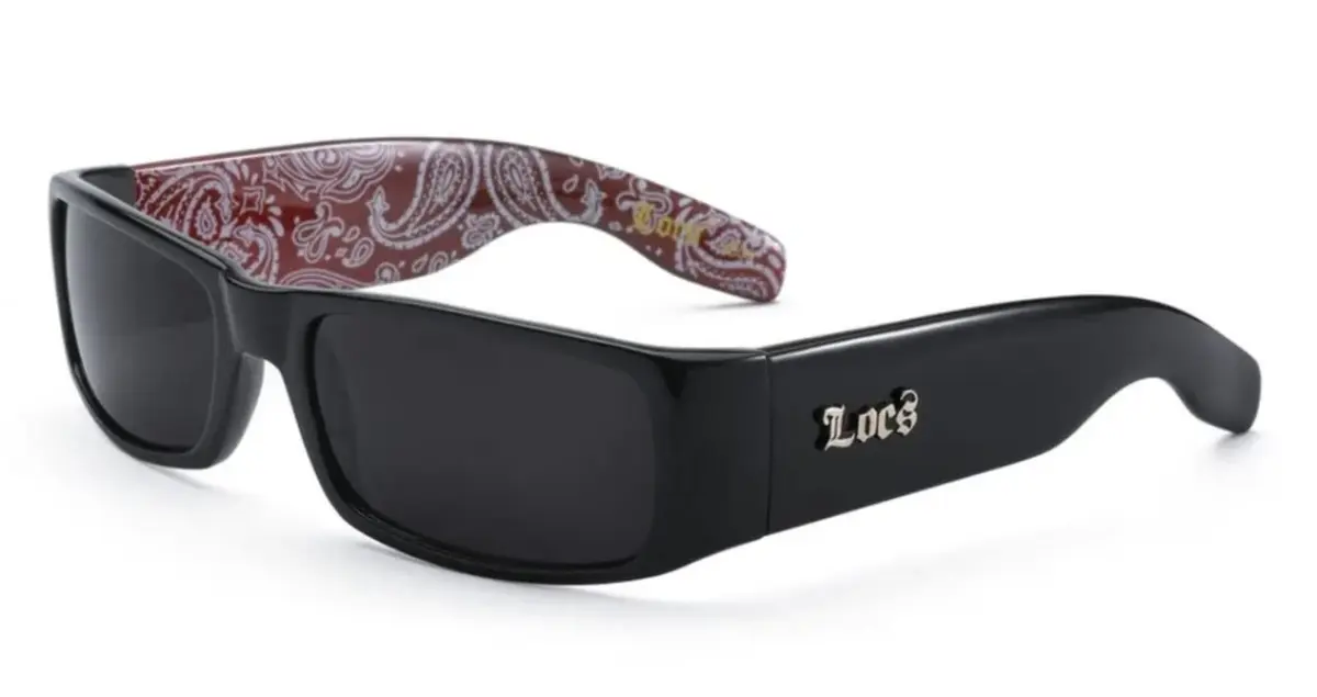 Locs Mens Hardcore Gangster Sunglasses Bandana Print Black/Red | Polarized UV Protection - main product image